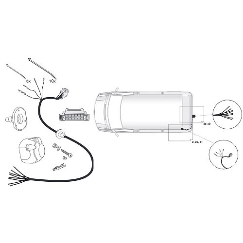  Faisceau 7 broches pour VOLKSWAGEN T5 avec préparation pour attelage (08/2009-09/2015) - CT10791-1 