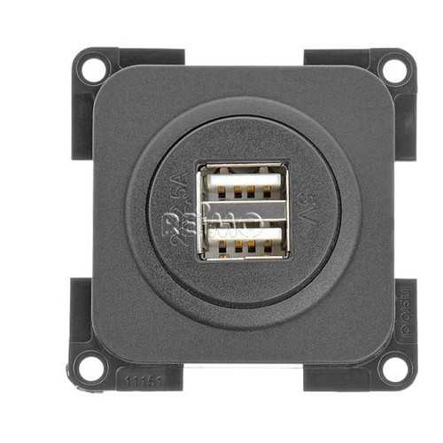  Prise double grise USB 2x2.5A  encastrable PRESTO - CT10847 