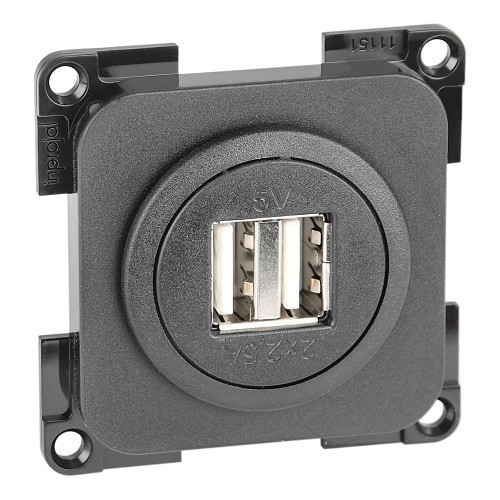  Toma de corriente empotrable doble USB 2x2,5A negra PRESTO - CT10849 