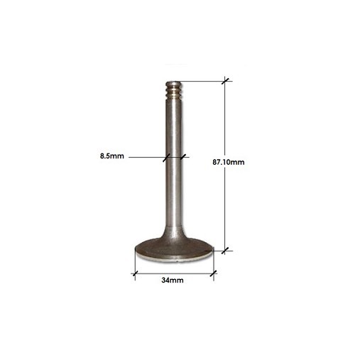 Soupape d'échappement de moteur 602cc pour 2CV et dérivés - 34x87,1x8,5mm - CV10744