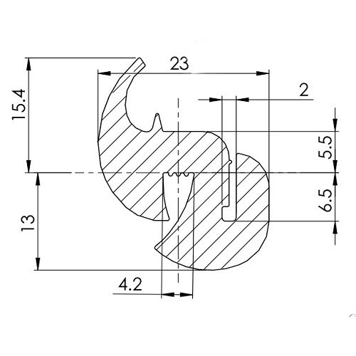 Windschutzscheibendichtung für 2cv (02/1970-07/1990) - Premium-Qualität - CV20993