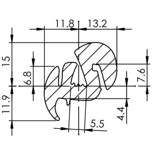 Windschutzscheibendichtung mit Schlüssel für 2cv (03/1963-02/1970) - Premium-Qualität - CV20995