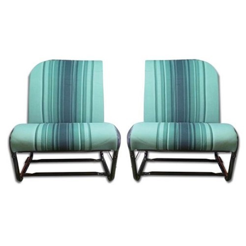  Front seat covers for 2CV - asymmetrical green stripes - CV50294 