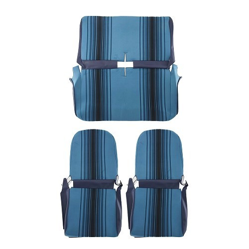 Capas de assento simétricas e banco traseiro com riscas azuis - CV50344