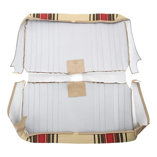 Coprisedili simmetrici e sedile posteriore a panca per 2CV - beige con strisce rosse - CV50348