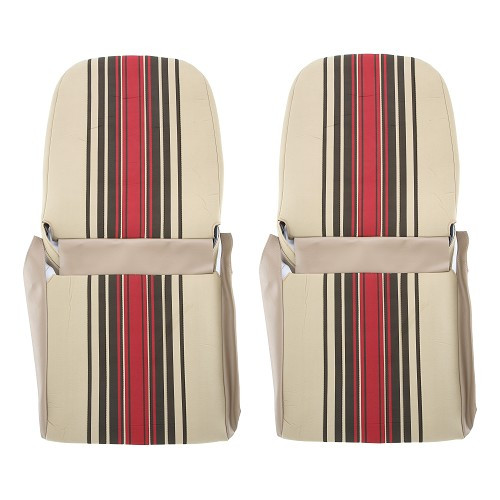  Coprisedili simmetrici e sedile posteriore a panca per 2CV - beige con strisce rosse - CV50348 