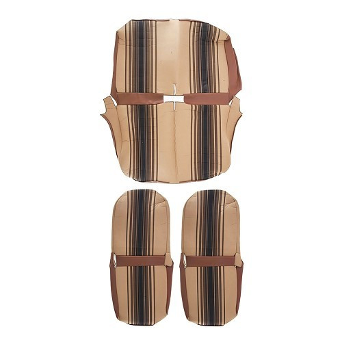 Symmetrical beige seat and rear bench seat covers with brown stripes - CV50352