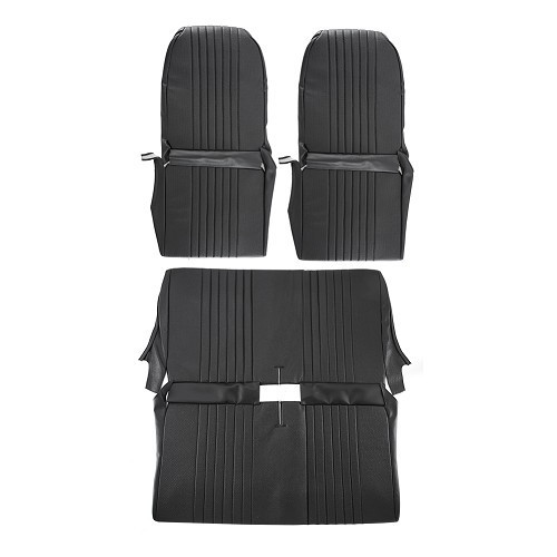 Symmetrical perforated black leatherette seat and rear bench seat covers - CV50368