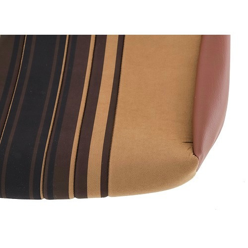 Fundas de asientos asimétricos y banqueta trasera beige de rayas marrones - CV50378