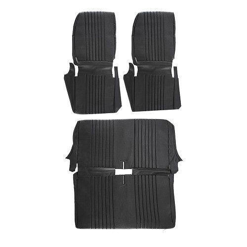 Asymmetrical perforated black leatherette seat and rear seat covers - CV50390