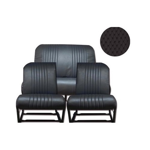 Asymmetrische Sitzbezüge und Rücksitzbank aus perforiertem schwarzem Skai