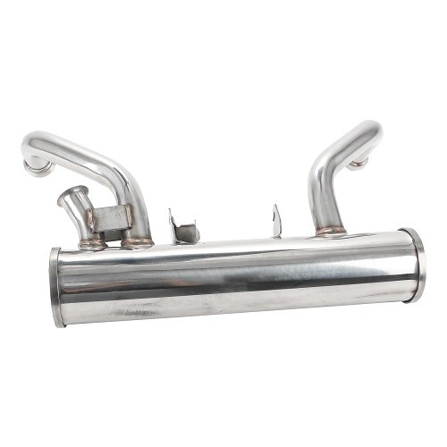 Front exhaust silencer (horned) for 2cvs with 602cc engines - STAINLESS STEEL - CV70194