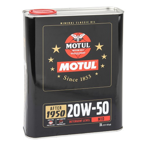     
                
                
    Huile moteur MOTUL Classic 20W50 additivée au zinc ZDDP et molybdène pour 2CV et dérivés - minérale - 2 Litres  - CV70306
