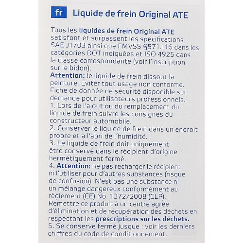 Liquide de frein ATE SL.6 DOT 4 pour 2CV et dérivés- 1 L - CV70410