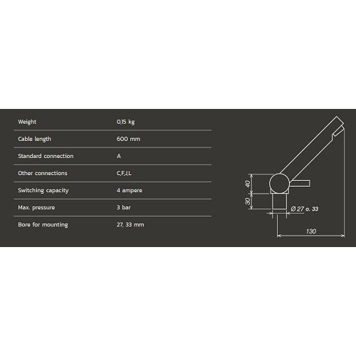 TREND A REICH - H: Torneira misturadora cromada de 40 mm 3 bar - autocaravanas e caravanas - CW10200