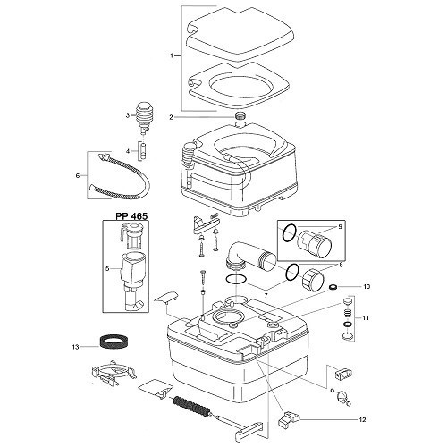 Pompe à soufflet pour WC Porta Potti 145-165-335-345-365 blanc Thetford - CW10811