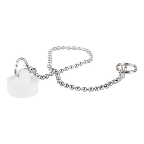  Bouchon lavabo 17.6x21 mm blanc avec chaînette  - CW11490 