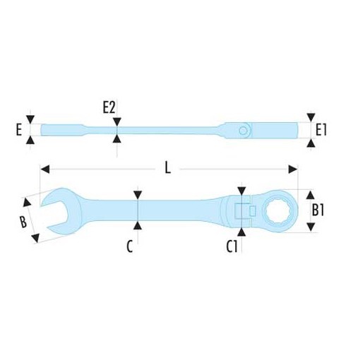 Llave mixta con trinquete articulada métrica Tamaño 10mm - FA22009