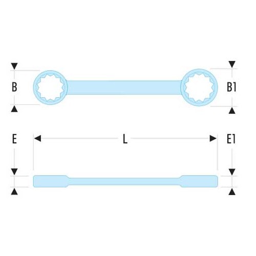 Sleutels met rechte ogen profiel Torx - Maat E10 x E12 FACOM - FA22795