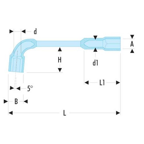 Clé à pipe débouchée forgée 6 pans x 6 pans métrique Taille 7mm FACOM - FA22999