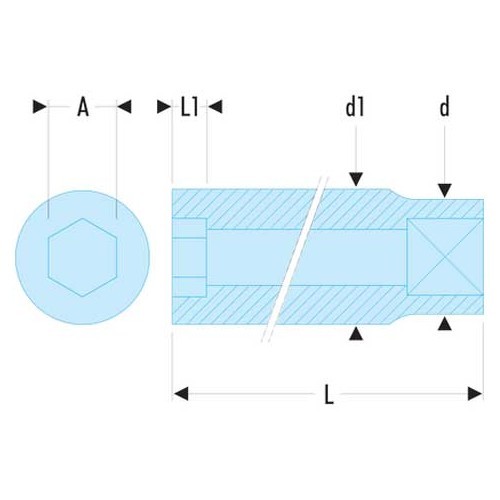 Douilles 1/4" longues 6 pans métriques Taille 10,0mm FACOM - FA24301