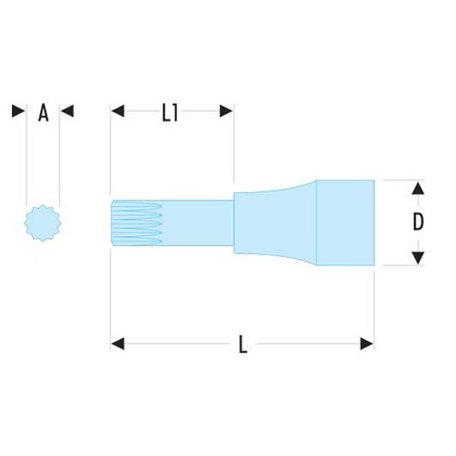 XZN® 1/2 screwdriver socket with multiple teeth, size M14 mm FACOM - FA25687