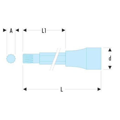 Long- and extra-long-bit XZN 1/2screwdriver socket with multiple teeth, size M8 mm FACOM - FA25696