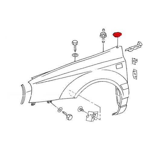 Antennenlochabdeckung Vorderkotflügel für VW Golf 3 und Vento - GA00705