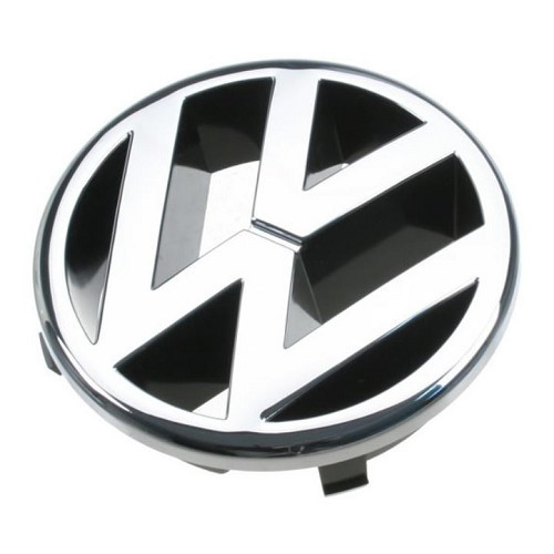 Logo VW 115mm chromé sur fond noir de calandre pour VW Golf 4 Berline Cabriolet et Variant (10/1997-06/2006) - GA01702