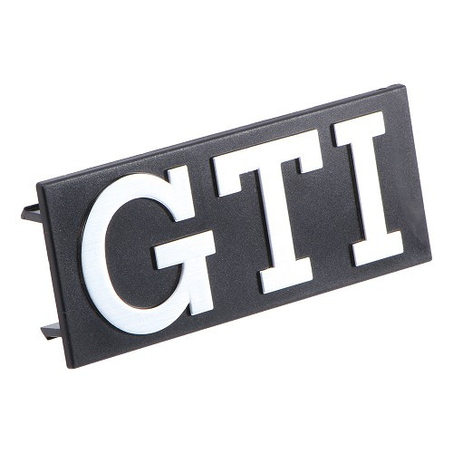 Chrome GTI badge on black radiator grille for VW Golf 1 GTI (06/1976-12/1983) - GA01740