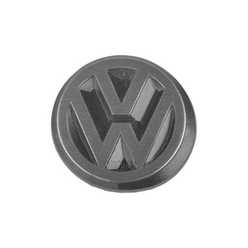 VW Hecklogo 50mm verchromt auf schwarzem Hintergrund für VW Golf 1 Cabriolet Golf 2 Jetta 2 Polo 2 86C Passat B2 und Scirocco 2 - GA01765