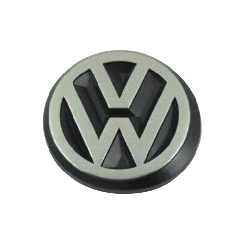 VW Hecklogo 50mm verchromt auf schwarzem Hintergrund für VW Golf 1 Cabriolet Golf 2 Jetta 2 Polo 2 86C Passat B2 und Scirocco 2