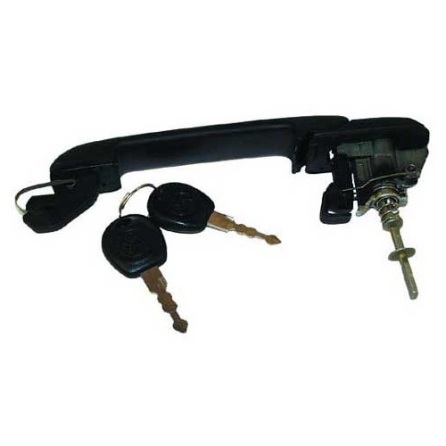 Textured black front door handle, left or right, with lock for VW Golf 3 and Vento  - GA13207