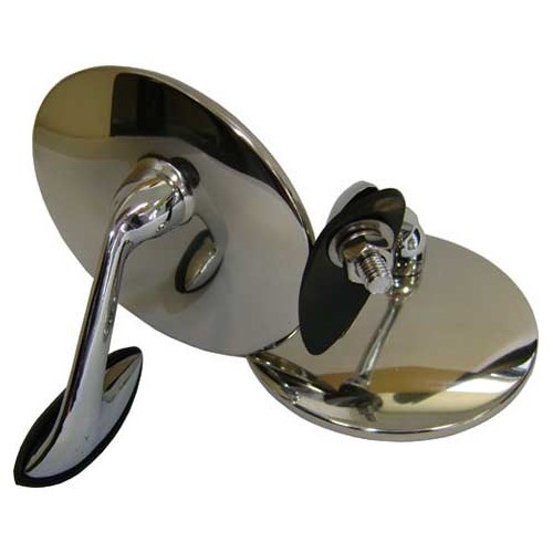 Coppia di specchi rotondi in acciaio inox cromato - GA14949