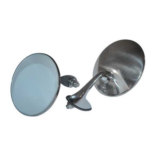 Pair of round mirrors in chrome-plated stainless steel - GA14949