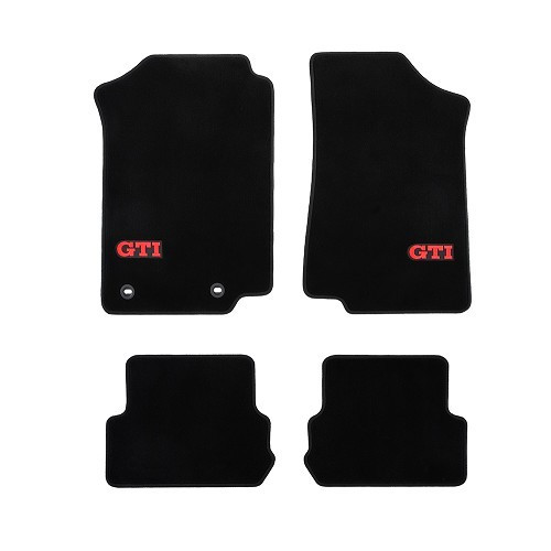 Set van 4 luxe zwarte vloerkleden Ronsdorf voor Golf 2 met opdruk "GTI" - GB26162