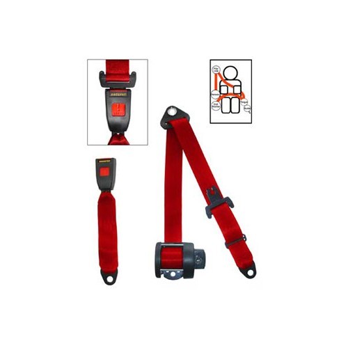  Ceinture arrière rouge 4 points SECURON avec enrouleur pour Volkswagen - GB38041 