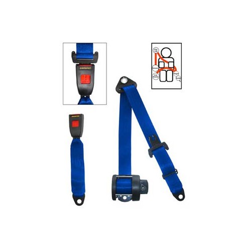  Ceinture arrière bleue 4 points Securon - avec enrouleur - GB38042 