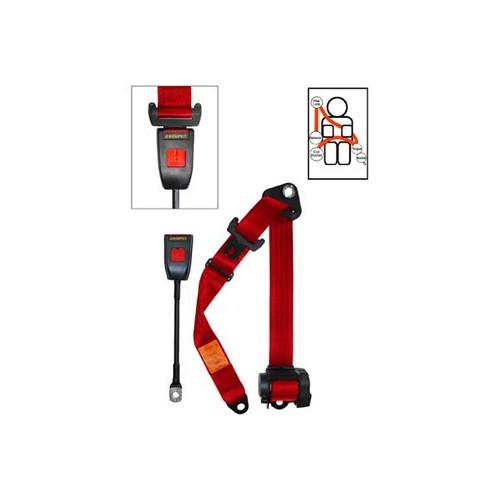  Cintura anteriore rossa 4 punti Securon 30 cm - con arrotolatore - GB38091 