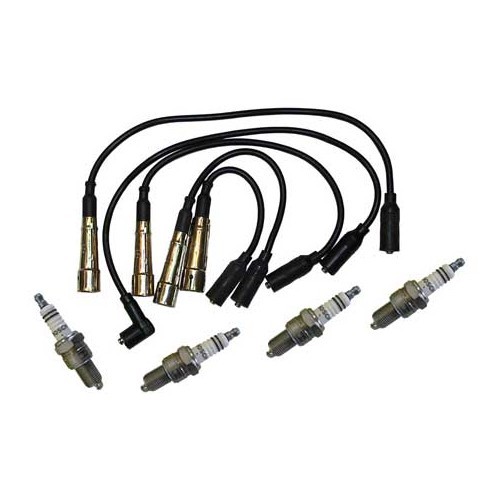 Kit de cables de encendido + 4 bujías para Golf 1, 2