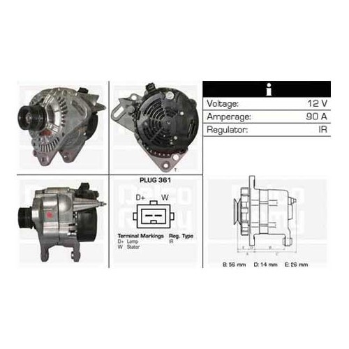  Überholte Lichtmaschine ohne Austausch 90 Ampere für Passat 3 - GC35082 