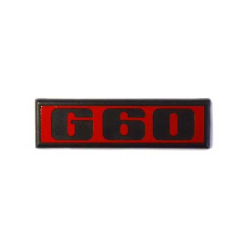Logótipo adesivo preto G60 sobre fundo vermelho para o painel traseiro do VW Golf 2 GTI G60 (08/1988-07/1991)