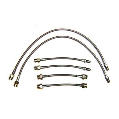  Durites de frein type aviation en acier inox à raccords filetés GOODRIDGE pour VW Golf 3 GTI 8S 16S ou VR6 avec 4 disques (08/1991-02/1995) - 6 pièces - GH24300 