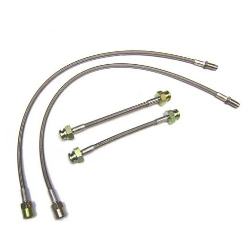  Durites de frein type aviation en acier inox à raccords filetés GOODRIDGE pour VW Golf 3 essence avec tambours arrière (08/1991-08/1997) - 4 pièces - GH24302 