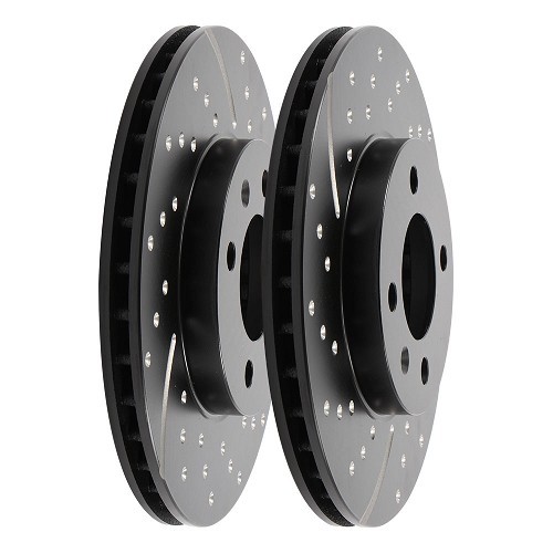 2 pointed EBC turbo groove front brake discs, 256 x 20 mm