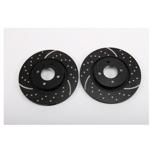 2 pointed EBC BLACK 3GD front brake discs, 280 x 22 mm