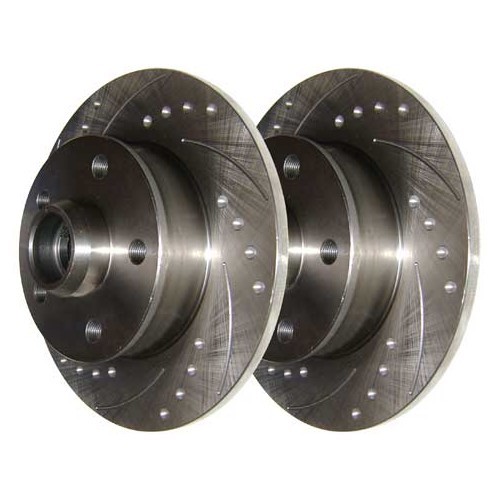 2 Discos de freno trasero BREMTECH acanalados y lobulados de 226 x 10mm (5 orificios)