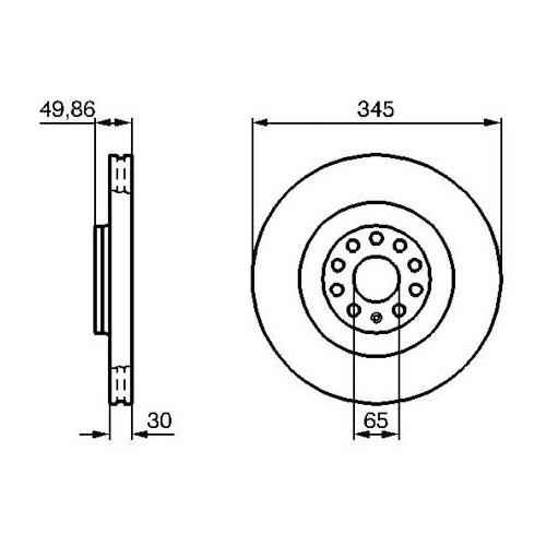 Disco de travão dianteiro para Volkswagen Golf 6, 345 x 30 mm - GH52020