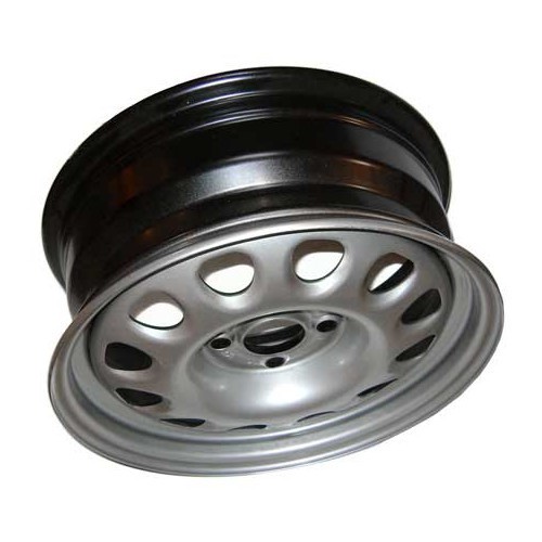  Kit of 4 Golf G60-style sheet metal wheel rims + original screw + screw caps and hubcaps - GL30050-6 