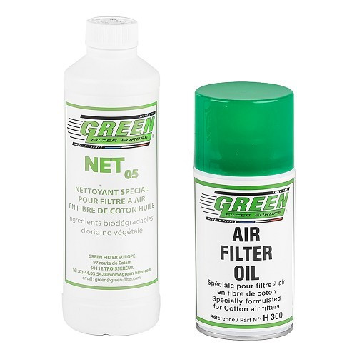  Kit d'entretien complet GREEN FILTER pour filtres à air sport performance en fibre de coton huilée - flacon 500ml et bombe 300ml - GN900 